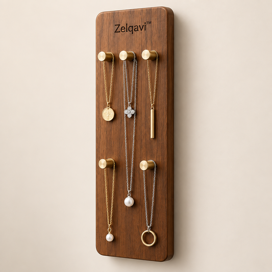 Zelqavi™ Wooden Wall-Mounted Necklace Organizer image 01
