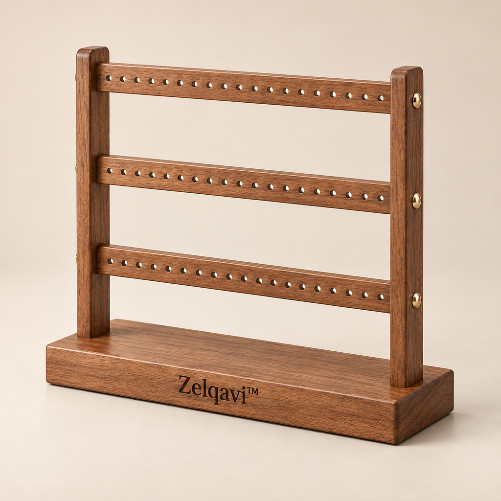 Zelqavi™ Wooden Multi-Hole Earring Organizer image 01