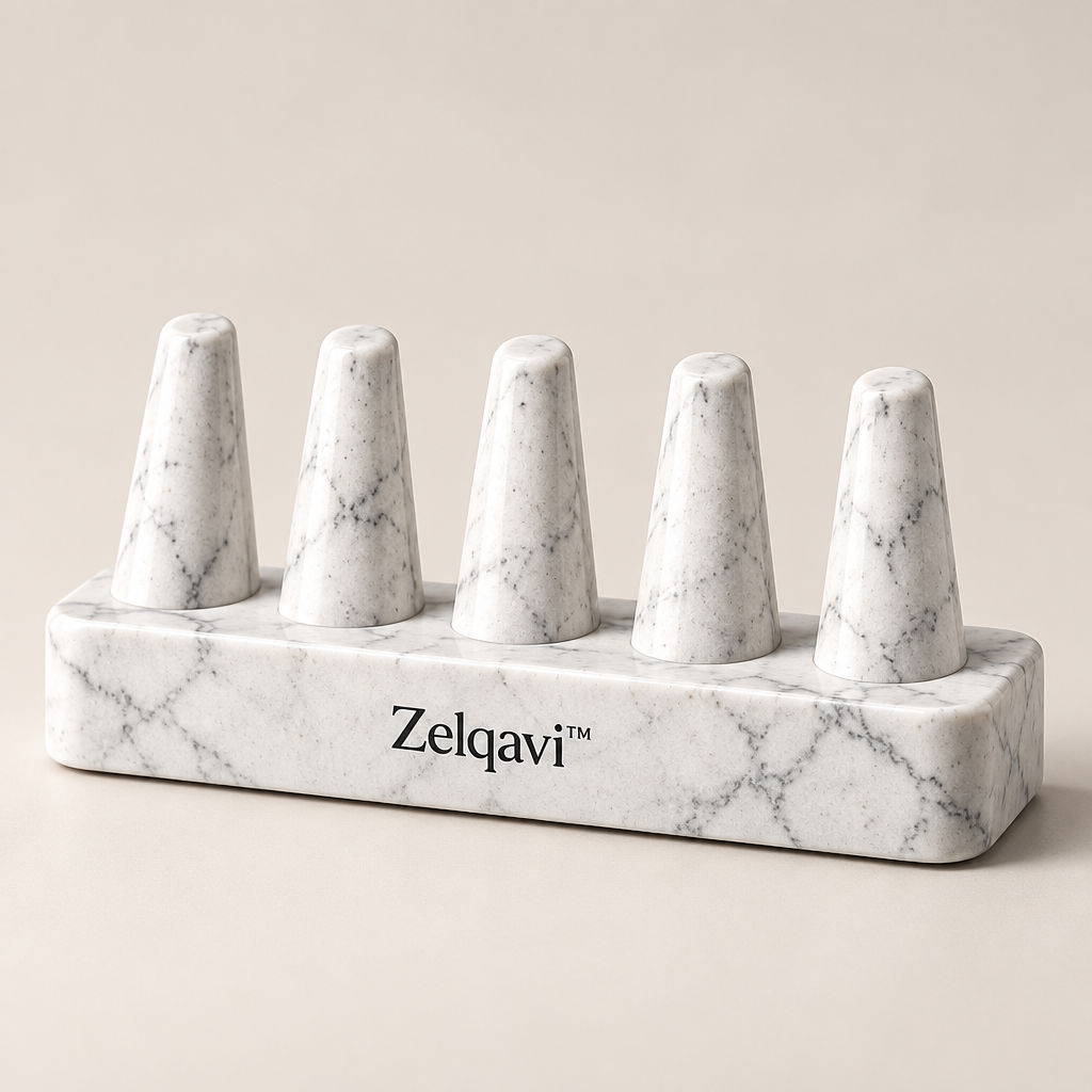 Zelqavi™ Marble-Pattern Ring Display Stand image 01